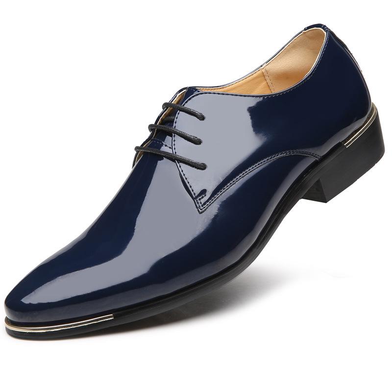 Herren Lederschuhe Lackleder Casual Business Schuhe Weiße formelle Lederschuhe Niedrige Absätze Herrenmode Business Lederschuhe 43 blau