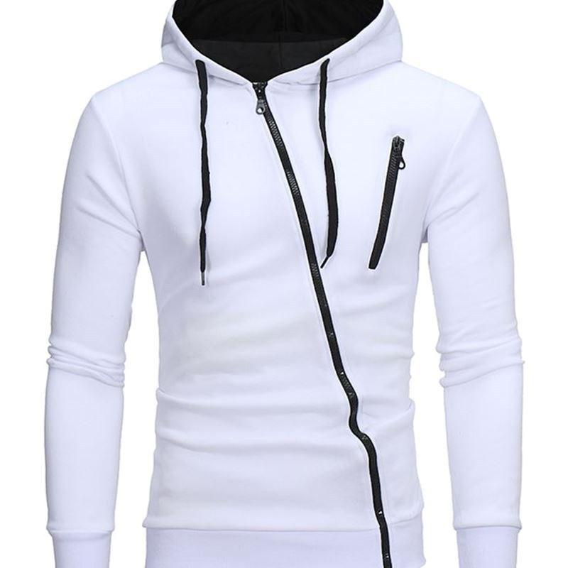 Herrenmode Oberbekleidung Täglich Casual Sport Kapuzenjacken Reißverschlussjacken L weiß