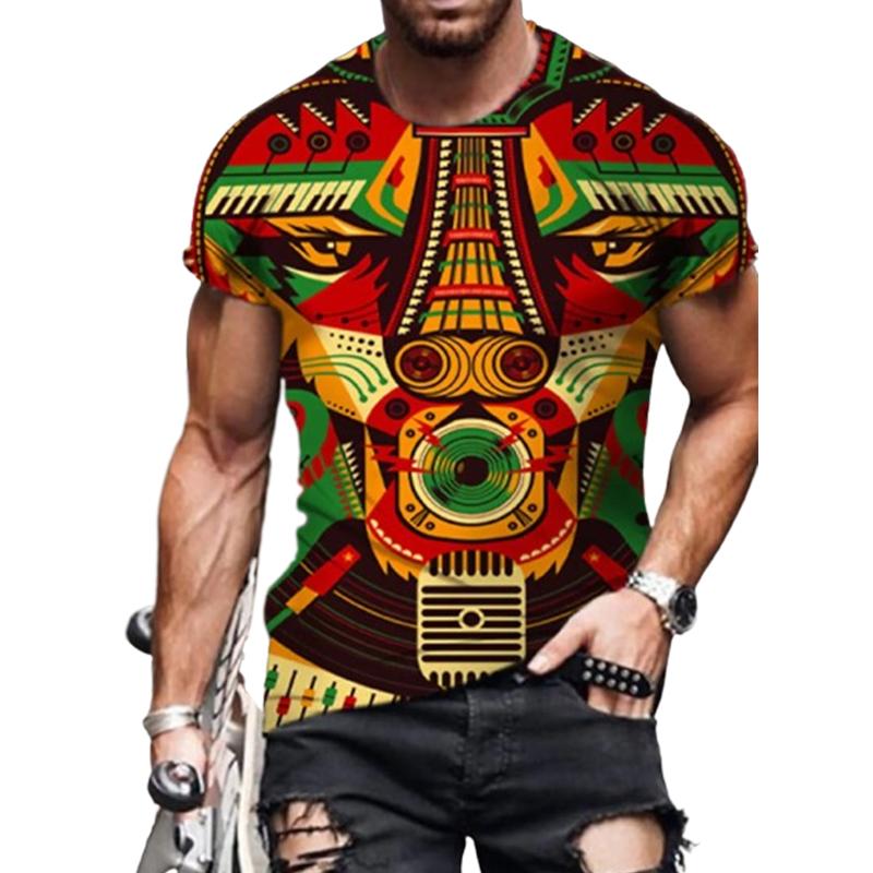Neue Sommer Herrenmode T-shirt Persönlichkeit Red Tiger Gedruckt männer T-shirt Top L khaki