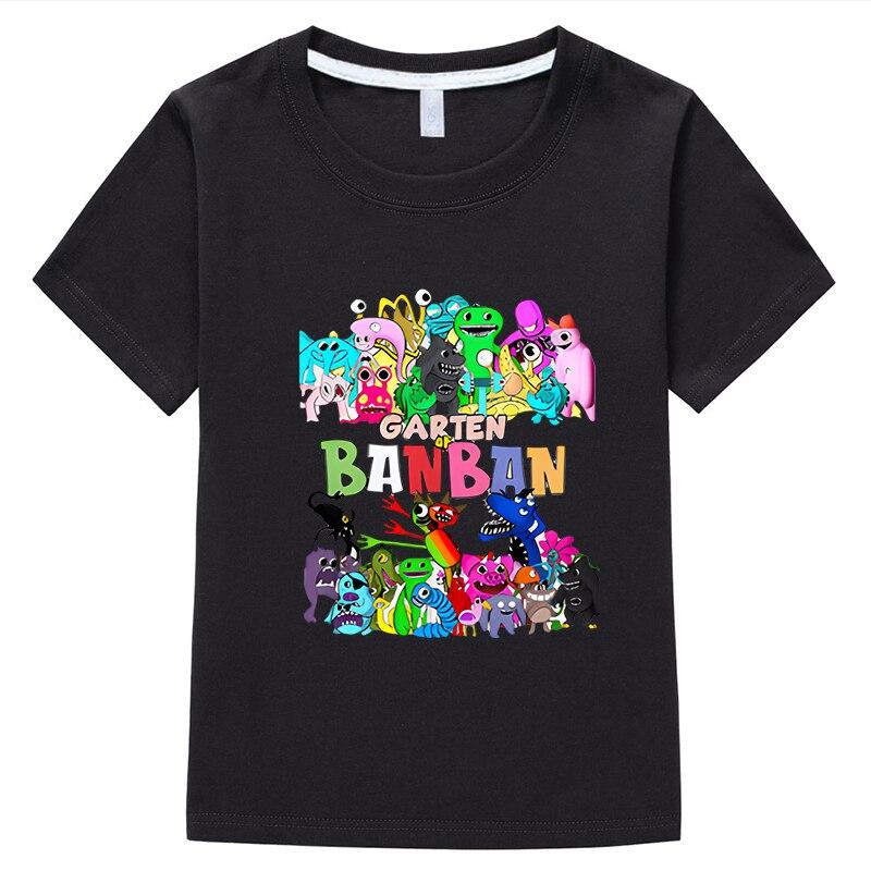 Garten of Banban Kinder T-Shirt 100 % Baumwolle Kurze Tops Anime T-Shirts Jungen Mädchen Kleidung y2k ein Stück Sommer Kawaii Kinderkleidung Jungen und Mädchen T-Shirts 120 schwarz