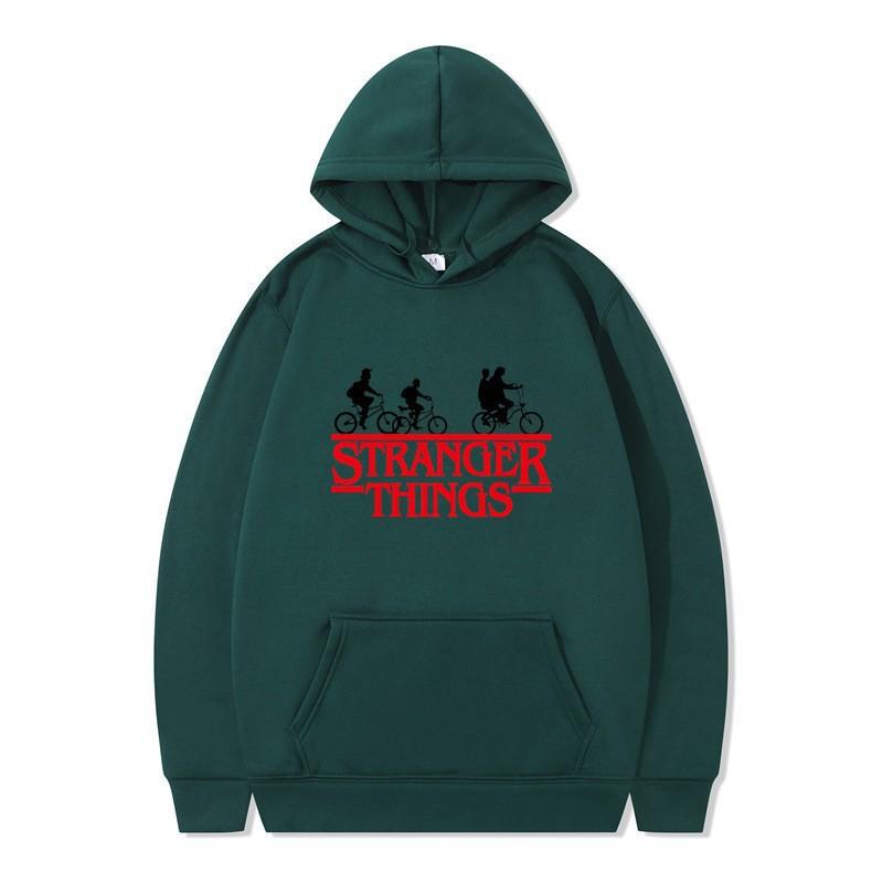 Stranger Things Herbst-Print Anime Hoodie Fleece Sweatshirt Kawaii Hoodies Jacke Jungen Pullover Y2k Sudadera Kinderkleidung Mädchen L grün