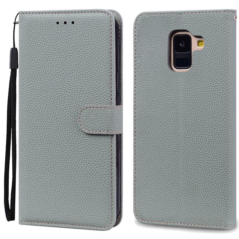 A8 Plus Hülle für Samsung Galaxy A8 2018 Hülle A530F SM-A530F Brieftasche Flip Lederhülle für Samsung A8 Plus 2018 A8+ A730F Hülle A8 2018 A530F grau