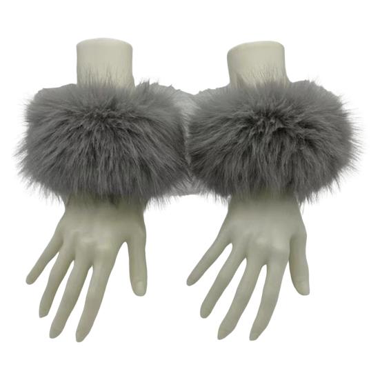 1 Paar Kunstfell-Handgelenkwärmer Flauschige Damen Plüsch-Ärmelstulpen Winddichtes Thermozubehör für Jacken Pullover