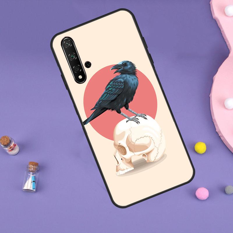 Krähe Rabe Dunkler Schädel Hülle Für Huawei P30 P20 P40 Lite Nova 5T 11i 8i 3i 9 10 SE 11 Pro Y90 Y70 Y61 Y60 Y91 Hülle Huawei P30