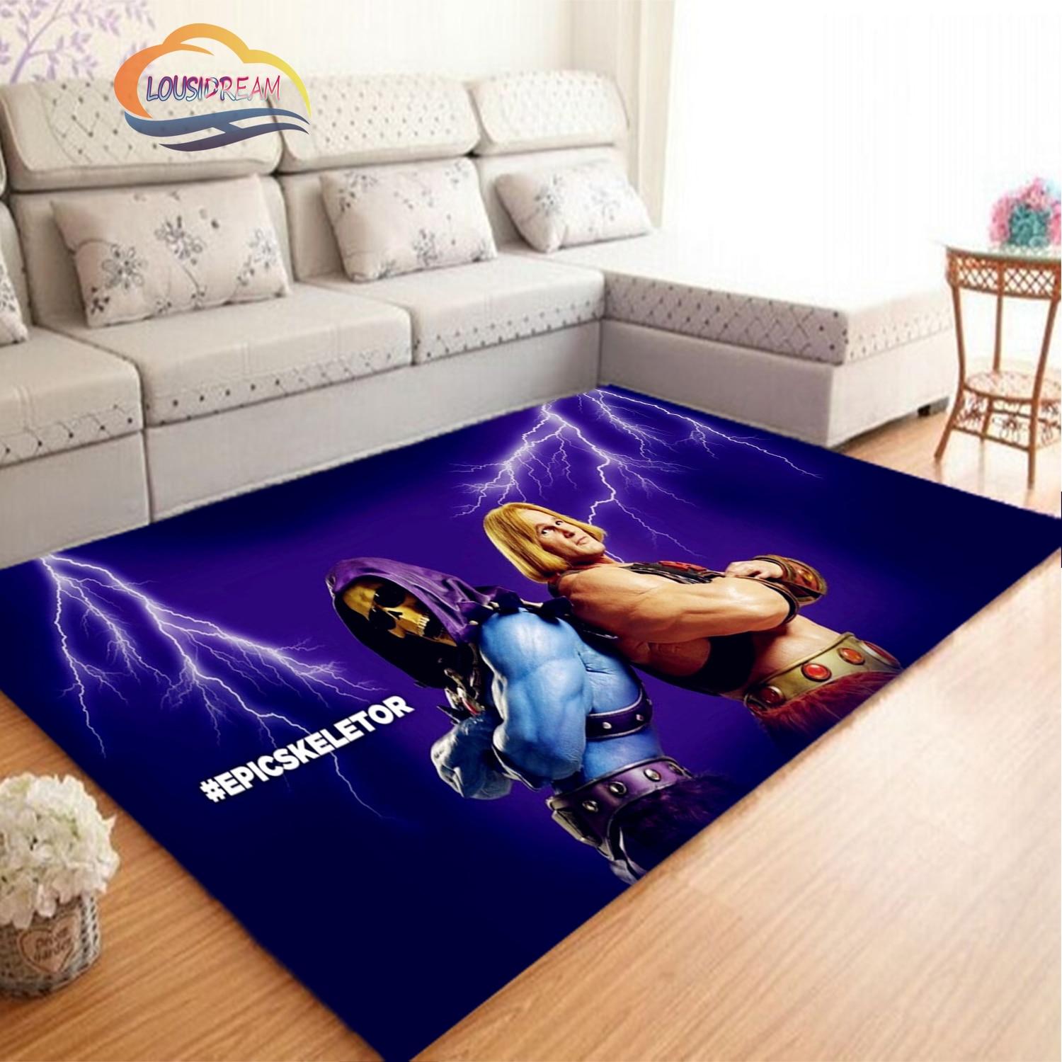 Cartoon-Meister des Universums, Teppich, 3D-Druck, He-Man, Plüsch-Teppich, rutschfester Teppich, weiche Spielmatte, Bettbereich, Wohnzimmer-Dekoration 60cm x 90cm