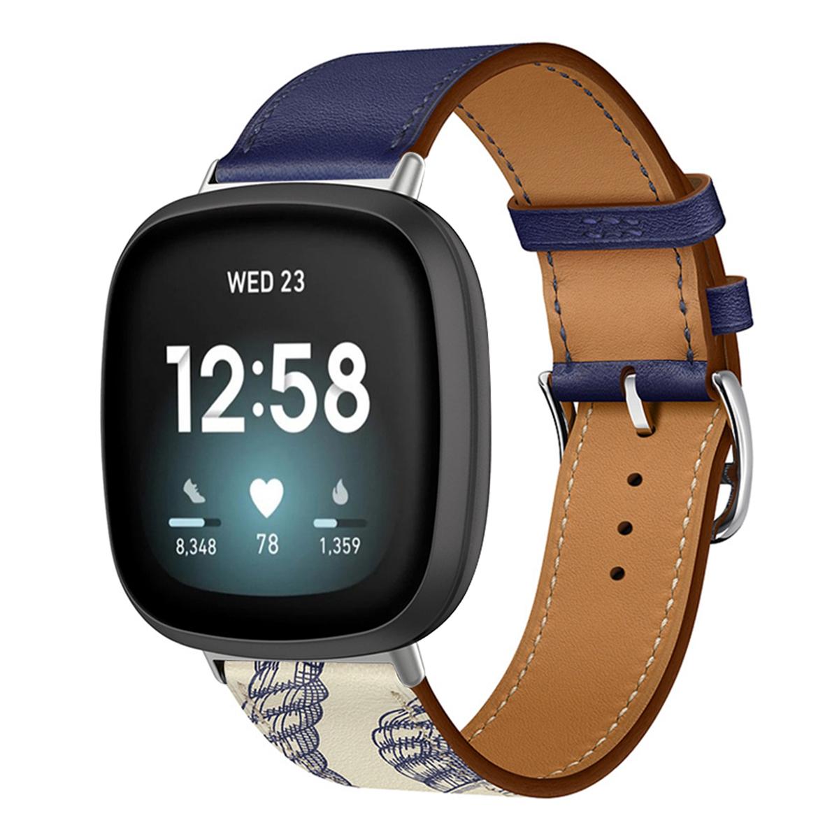 Echtes Lederarmband für Fitbit Versa 4 3 Versa Lite Armband Smartwatch Armband für Fitbit Sense 2/1/Versa 2 1 Correa Uhrenarmband Dornschließe For Fibit Versa 4