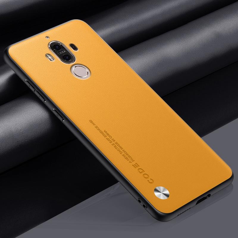 Für Huawei Mate 9 Hülle Luxus PU Leder Handyhülle Für Huawei Mate 9 Mate9 Rückseite Matte Silikon Stoßfest Vollschutz For Huawei Mate 9 gelb