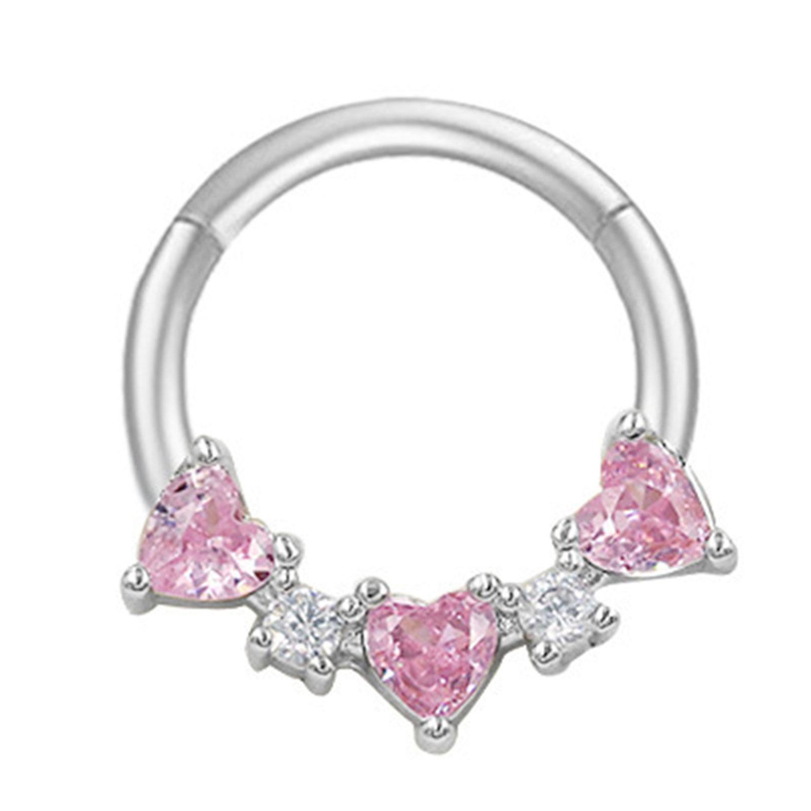 Stilvoller Kristall Septum Ring Silberfarbe Edelstahl Nasen Clicker Körperpiercing Zubehör für Partys 12111