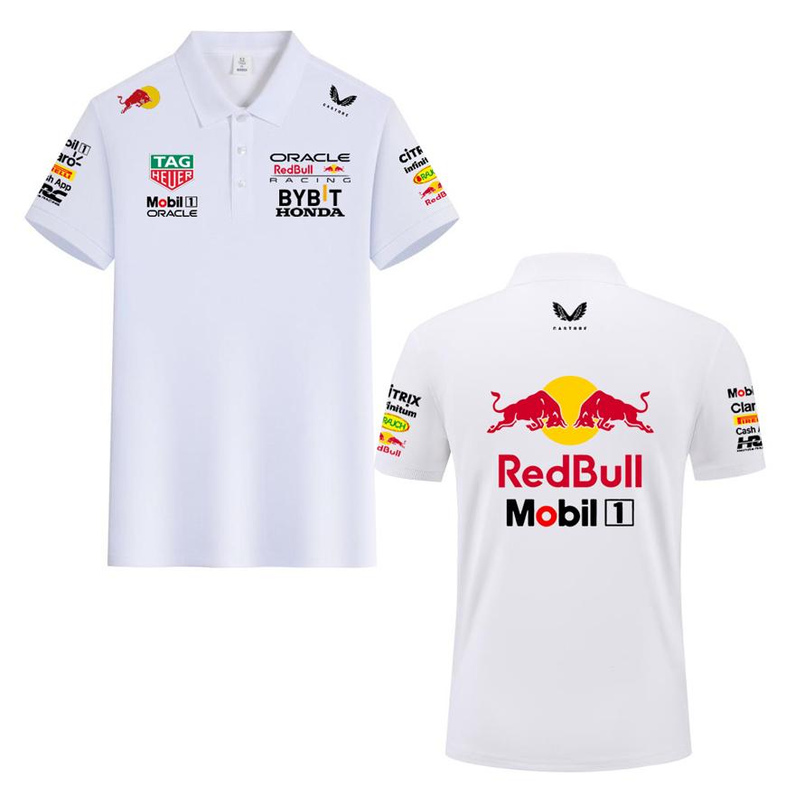 Red Bull Racing Team Verstappen Kleidung F1 Formel Rennsport Kleidung 2026 Sommer Herren Baumwoll Poloshirt 3XL weiß