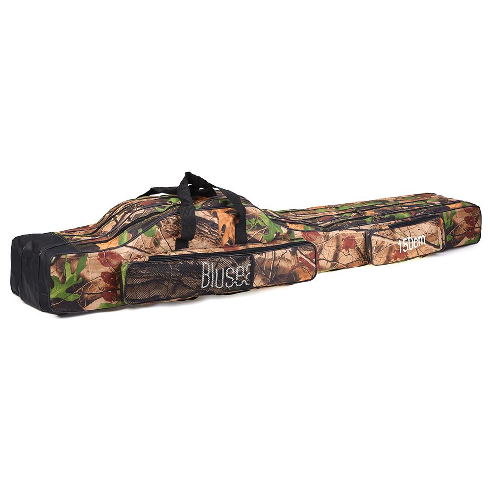 Blusea 120 cm/150 cm 3-lagige Angeltasche, tragbar, faltbar, für Angelruten und Rollen, zum Tragen von Angelgeräten 150cm grün