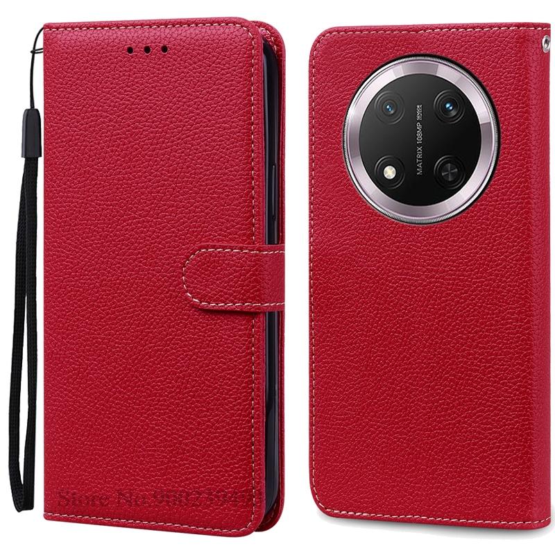 Für Honor Magic 7 Lite Hülle Brieftasche Leder Klapphülle Für Honor Magic7 Lite 5G Hülle Handy Coque Für Honor Magic 7 Lite Hülle Etui Honor Magic 7 Lite dunkelrote