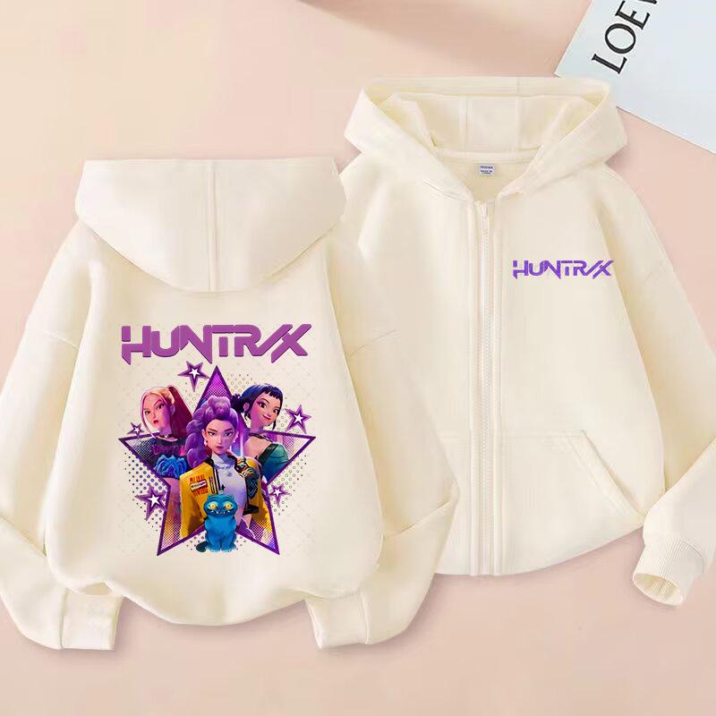 K-Pop Dämonenjäger Hoodies Huntrix Mädchen Junge Lässige Pullover Tops Zoey Rumi Mira Sweatshirt KPop Dämonenjäger Kinderkleidung 100 gelb