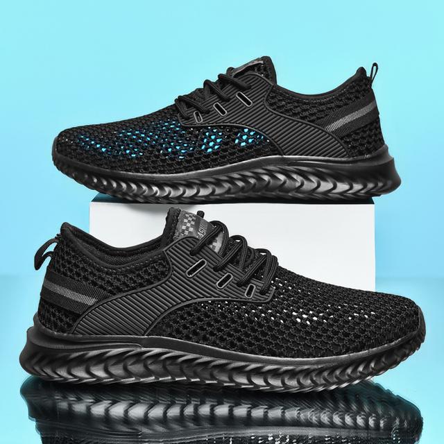 Neue Weiße Herren-Sneaker Hochwertige Schuhe für Herren Mesh Atmungsaktiv Sommer Lässig Walking-Sneaker Tenis 40 schwarz