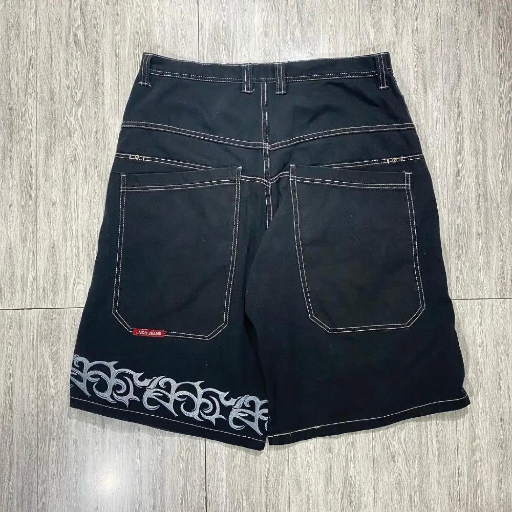 Y2K Baggy Shorts Gothic American Pocket Printing Denim Gym Shorts 2000er Vintage Streetwear Hip Hop Männer Frauen Basketball Shorts XXL