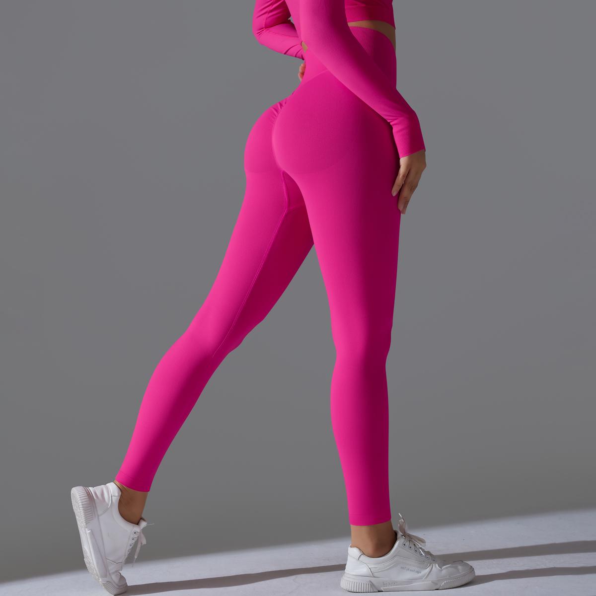 Nessaj Nahtlose Bubble Butt-Sport-Leggings für Damen, Push-Up-Hüftlifting, elastische Fitness-Strumpfhose, schnelltrocknende Yoga-Leggings L