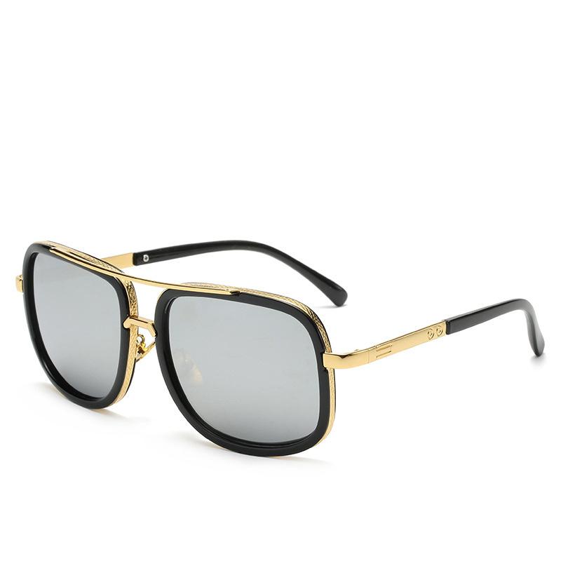 Modische quadratische Sonnenbrille, Vintage-Sonnenbrille aus Metall, für Herren, für Outdoor-Sport, Reisen, Sonnenschutz, nicht polarisierte Brille silber