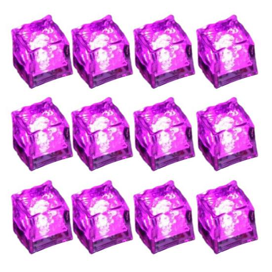 12 Stück LED-Eiswürfel mit Flüssigkeitsaktivierung und Farbwechsel, mehrfarbig, 7-farbig, für Lebensmittel violett