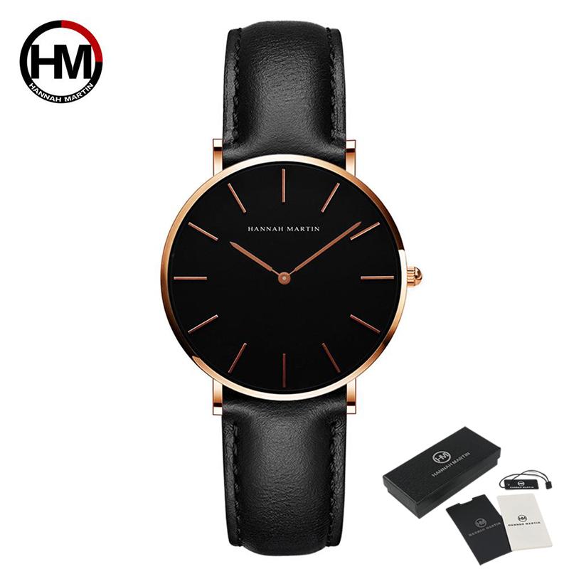Hannah Martin Damenuhr Damen Quarzuhren Lederarmband Analog Quarz Mode Temperament Damenuhr Sportarmband