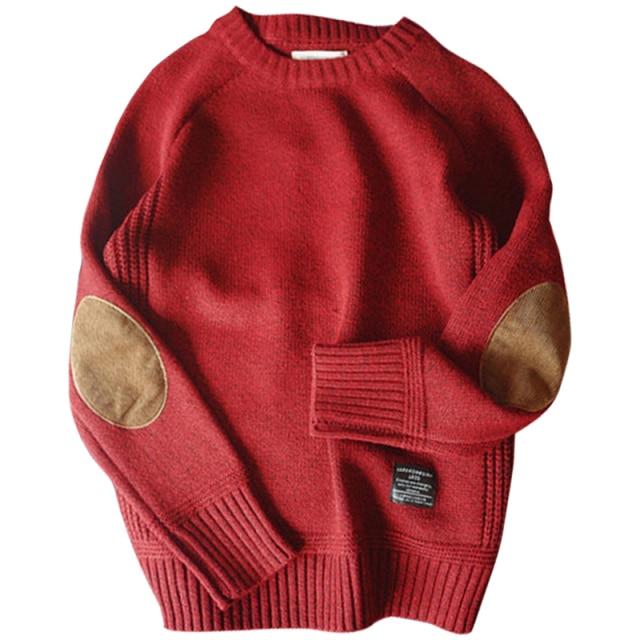 Männer Pullover Pullover Herbst Mode Lässig Lose Dicke Oansatz Wolle Gestrickte Oversize Harajuku Streetwear Strickwaren M-5XL XL rot
