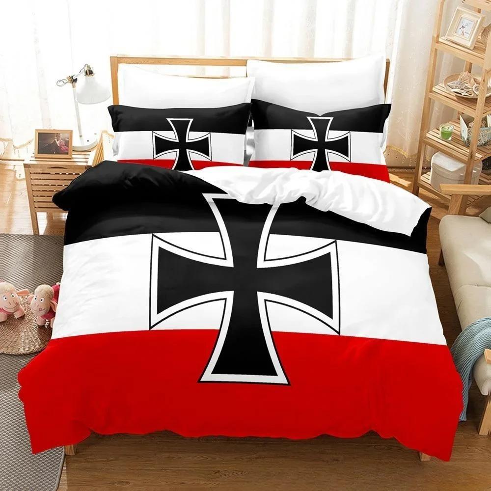 3D-Druck Deutschland Flagge Bettwäscheset Einzelbett Twin Full Queen King Size Bettset Erwachsener Kind Schlafzimmer Bettbezugsets Heimtextilien AU Queen 210x210cm
