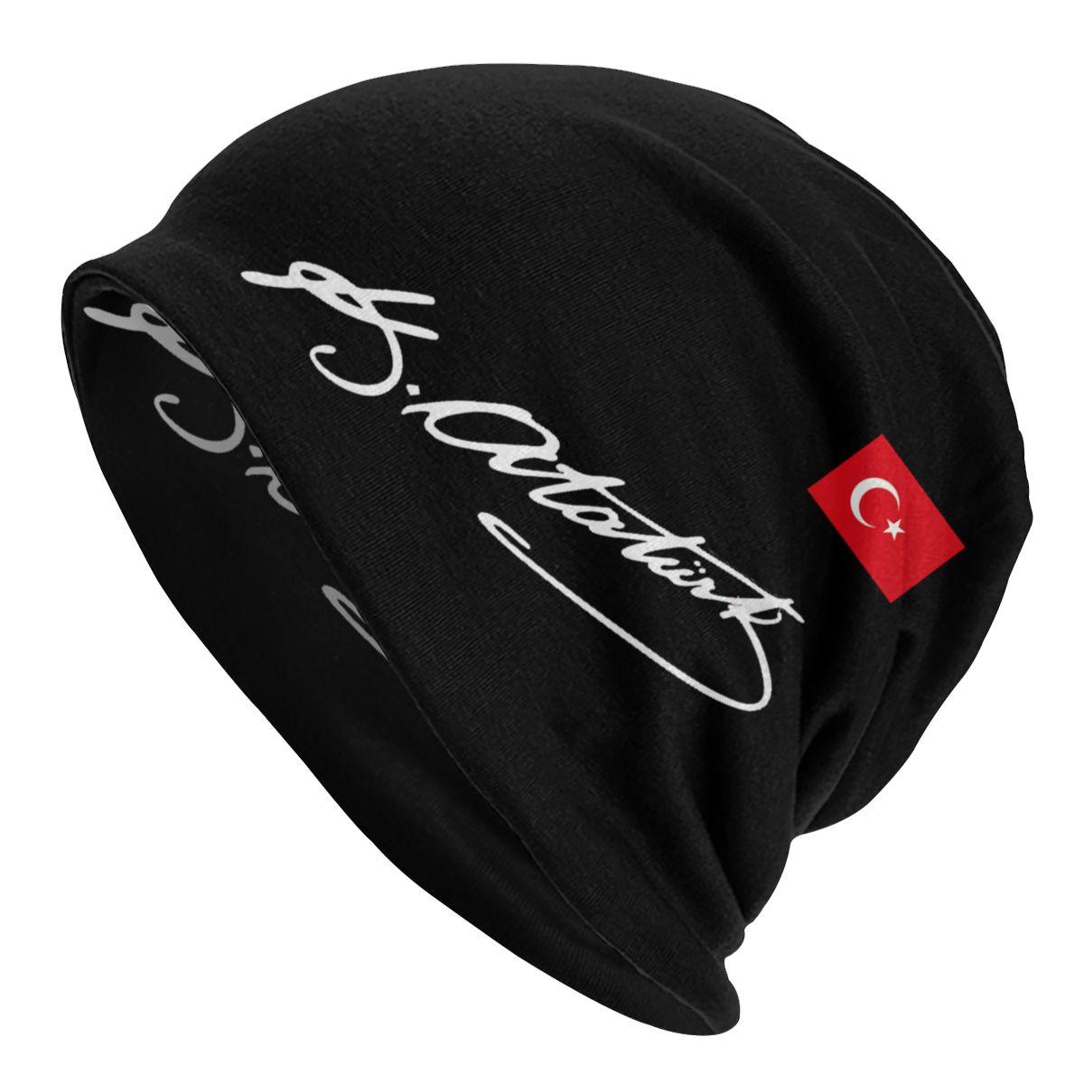 Atatürk mit Türkei-Flagge, Skullies, Mützen, Unisex, Damen, Unisex, Trend, Winter, warm, Strickmütze, Erwachsene, türkischer Anführer, Motorhaubenhüte Beanies Hat