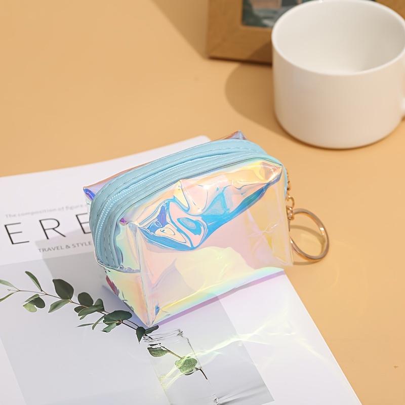 1 Stück transparente Laser-Kosmetiktasche, tragbarer Reise-Toilettenartikel-Organizer, Mini-wasserdichte Reise-Organizer-Tasche, geeignet für Reisen, Hotel blau