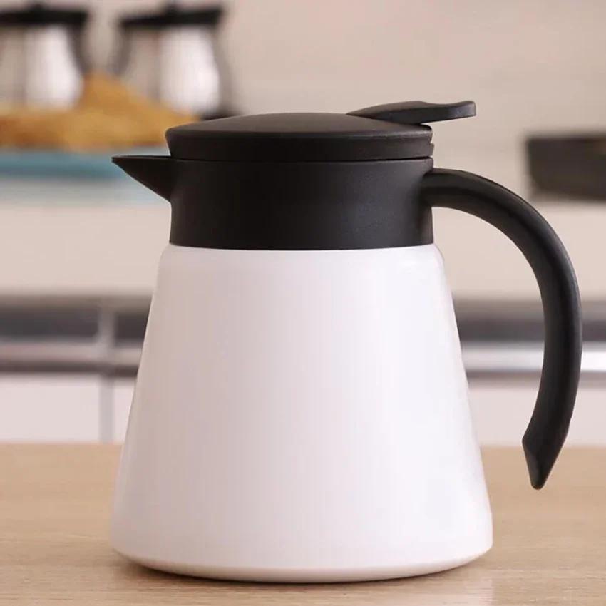 680 ml Edelstahl-Thermo-Kaffeekanne, doppelwandige Thermoskanne für Zuhause, Büro, hält Getränke heiß – Rot, Schwarz, Weiß 680ML weiß