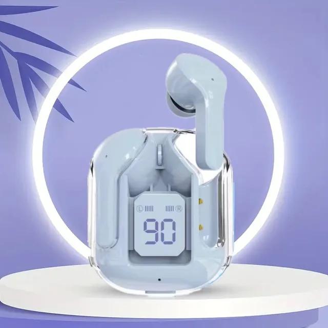 Original T2 Drahtlose Bluetooth Kopfhörer Transparent HIFI Kopfhörer LED Power Digital Display Stereo Sound Kopfhörer für Xiaomi blau