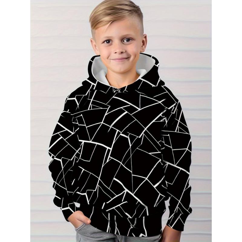 Kinderkleidung Jungen Hoodies Langarm 3D Simple Print Kinder Frühling Herbst Kleidung Casual Outdoor Pullover Junge Mädchen Kleidung Tops 150