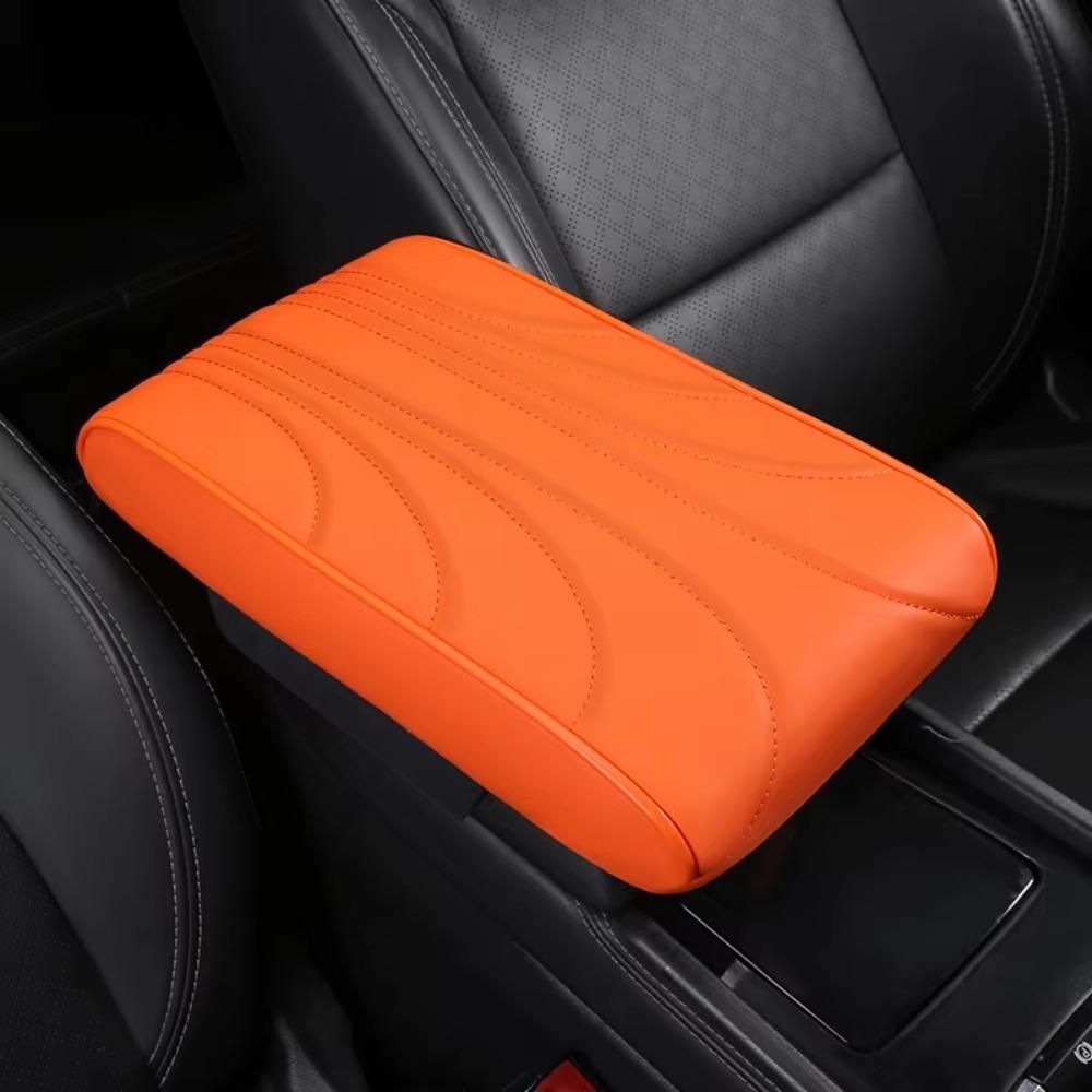 Leder Auto Mittelarmlehne Pad Mehrfarbige Konsole Box Matte Autozubehör orange