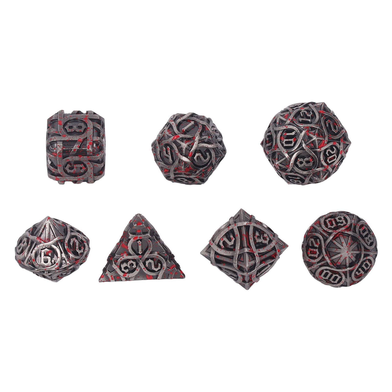 Metallwürfel-Set, Blutflecken, strapazierfähig, hält das Gleichgewicht, Zinklegierung, polyedrisches Würfel-Set für Brettspiele
