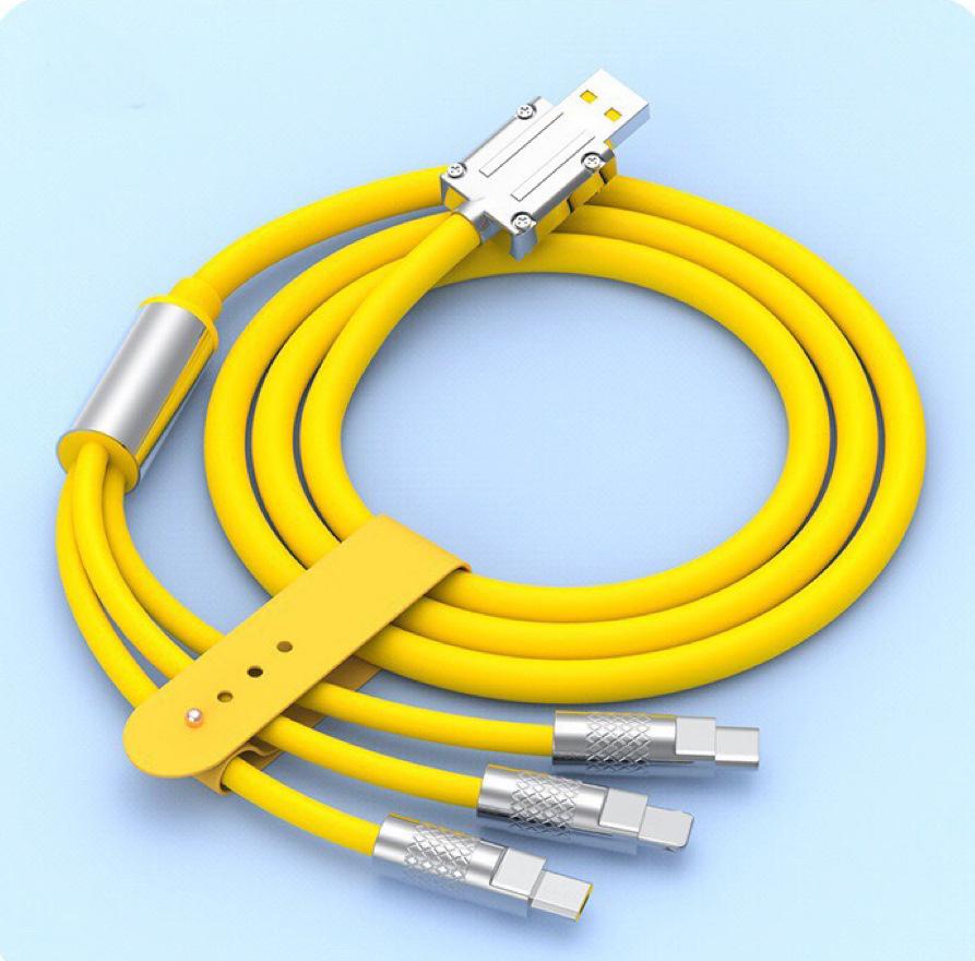 6A 120W Datenkabel 3 in 1 Superschnelles Ladekabel Typ C Micro USB Ladekabel für Smartphones