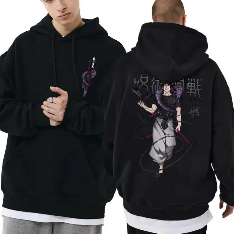 Japanische Anime Familien-Hoodies Jujutsu Kaisen Fushiguro Toji Grafik Herrenmode Manga Streetwear Männer Frauen Sweatshirt 3XL schwarz
