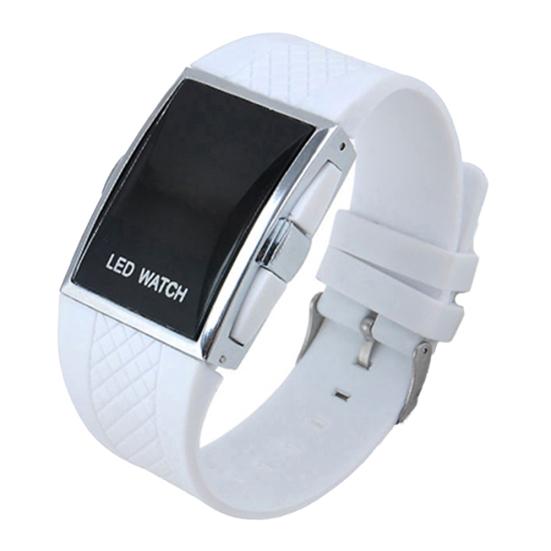 Modische, lässige Unisex-Armbanduhr mit quadratischem Gehäuse, LED-Digitalanzeige, Sport-Armbanduhr, Geschenk weiß