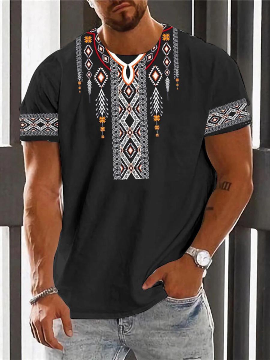 Vintage Ethnische T-shirt 3D Druck Kleidung Oansatz Männer Tops Übergroßen Kurzarm T Sommer Lose Männliche Streetwear Herren Kleidung 6XL