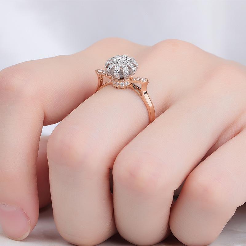 Hoyon 14k Rose Gold Farbe Ring für Frauen echte 1,5 Karat Anillos Diamant Schmuck Edelstein Bijoux Femme Krone Schmuck Ringe 6 beige