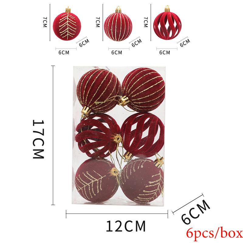 6 teile/schachtel Weihnachtskugeln Weihnachtsbaum Hängende Ornamente Hochwertige Weihnachtsbaumkugel Weihnachtsdekoration Noel Navidad 6PCS rot