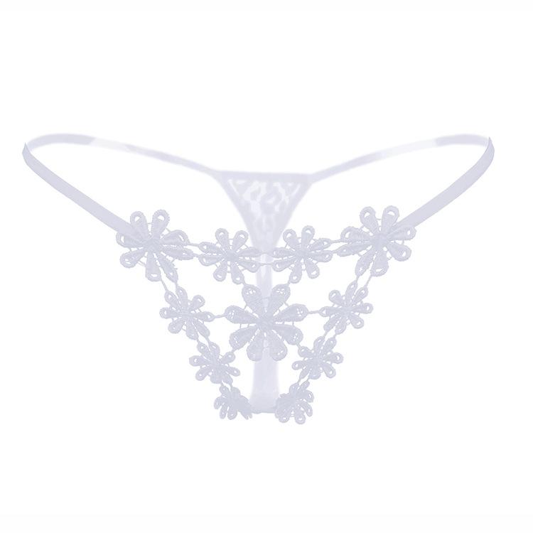 Sexy Dessous Damenhöschen, Schrittöffnung, transparente G-Strings, Tangas, solide Schleife, Unterwäsche für Damen, Damen-Spitzenhöschen One Size weiß