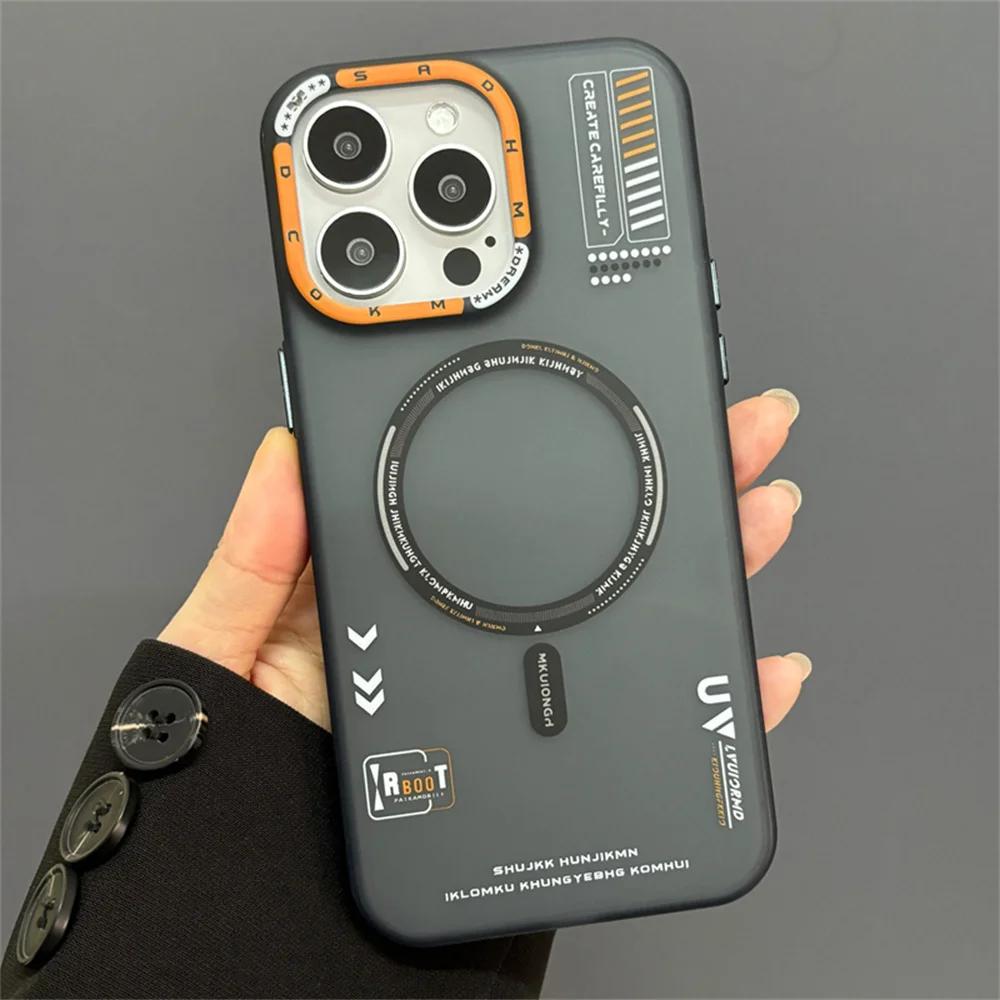 Magnetische Matte Handyhülle Für iphone 16 15 13 12 14 Pro Max Plus Für Magsafe Kabelloses Laden gefrosteter Fallschutz Handyhülle 14