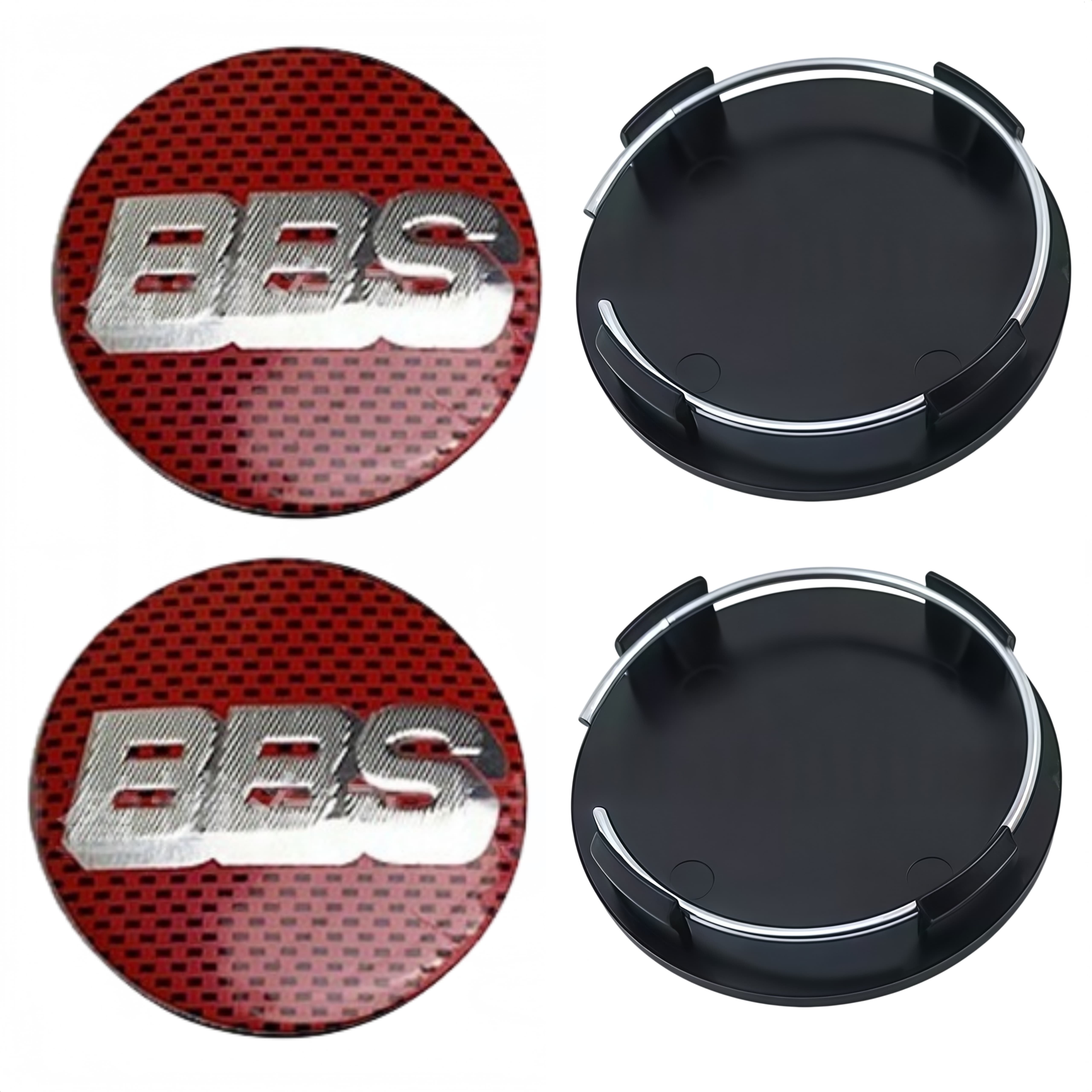 4 Stück 65mm BBS Logo Emblem Plakette Auto Radnabendeckel Räder Radkappen Auto Nabenfelgenabdeckung Ersatz Auto Zubehör Grid Red Silver schwarz