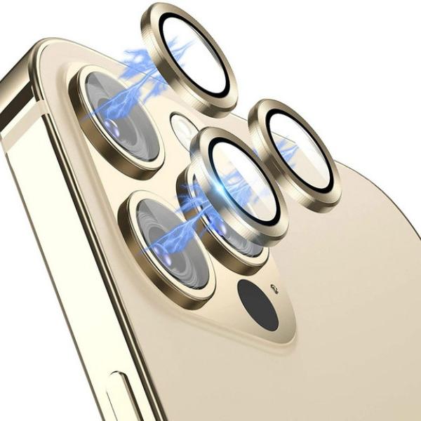 Luxuriöser Kameraobjektivschutz für iPhone 15 14 13 Pro 12 Pro Max/12 Pro/12/12 Mini/11 Pro Max/11 Pro/11 HD-Schutzhülle aus gehärtetem Glas iPhone 11 Pro gold