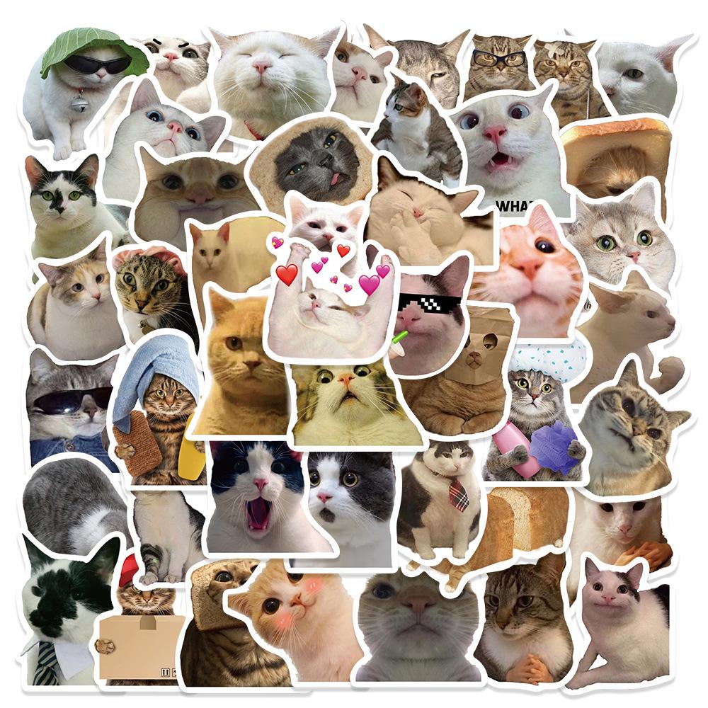 50 Stück Kawaii Love Cat PVC-Aufkleber, ästhetische koreanische Kinderdekoration, Scrapbooking, Schreibwaren, Schulbedarf für Kinder 50PCS