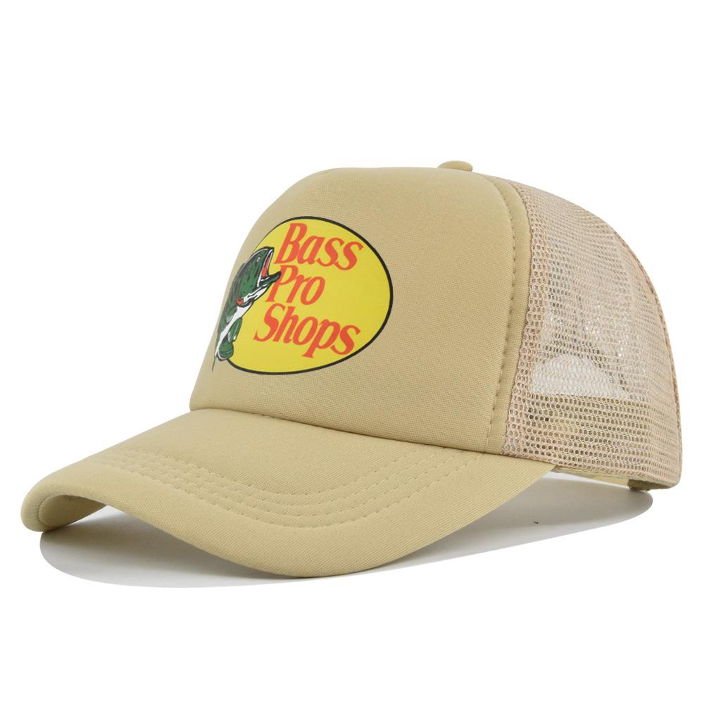 Baseballkappe Fisch Siebdruck Netz Schirmmütze Herren und Damen Netzmütze Wandern Reisen Sonnenhut adjustable beige