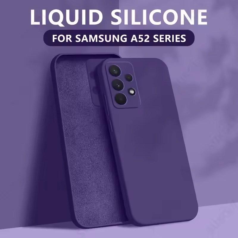 Flüssigsilikonhülle für Samsung Galaxy S26 Edge S25 S24 S23 S22 Ultra Plus S24 FE A56 A54 A53 A55 Kameraschutz Weiche Hülle Samsung S23 dunkelviolette