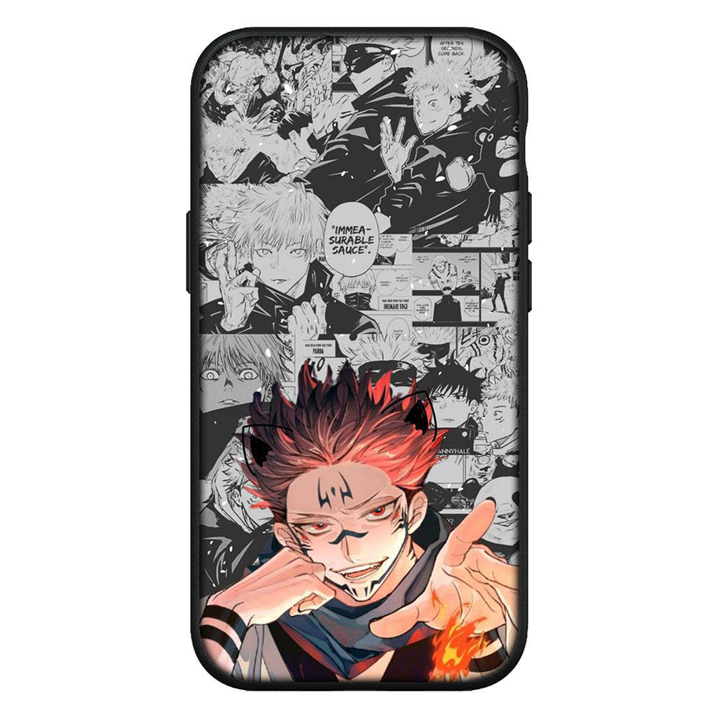 für iPhone 15 14 Xiaomi Redmi Hinweis 13 12 11 Pro Max X 8 7 9 XR Samsung Galaxy A15 S24 S23 Huawei OPPO A38 Jujutsu Gojo Satoru Kaisen Sukuna Telefon Fall for Samsung Galaxy S23 FE rehbraun