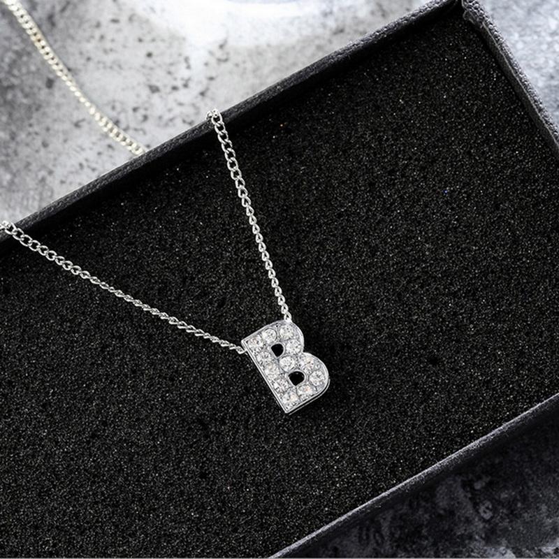 Glitzer-Halskette, mit Strass eingelegt, 26 Buchstaben, Charm-Kette, Schlüsselbein-Halskette, Paar-Schmuck, Buchstaben-Anhänger-Halskette für Frauen