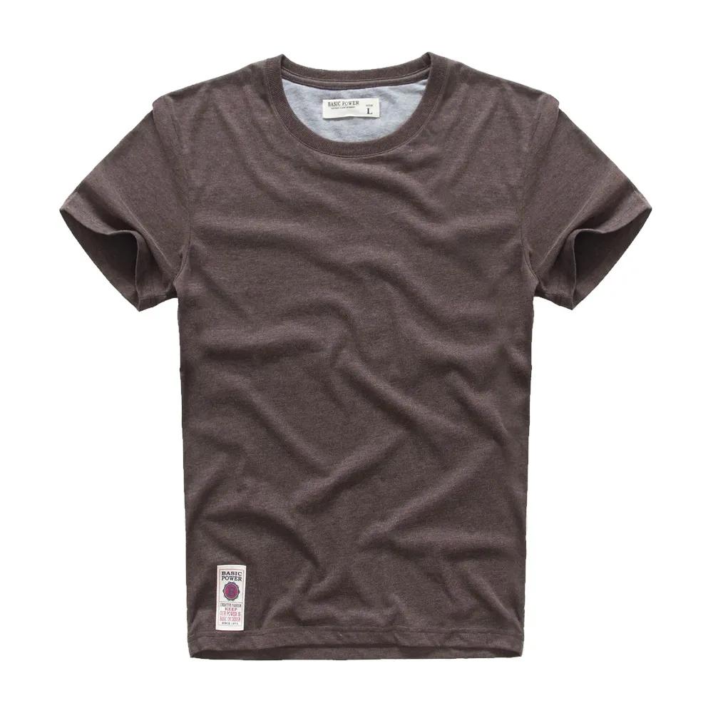 Herren T-Shirt Baumwolle Einfarbig T-Shirt Herren Lässig O-Ausschnitt Basic T-Shirt Männlich Hohe Qualität Klassische Oberteile 3XL kaffeebraun