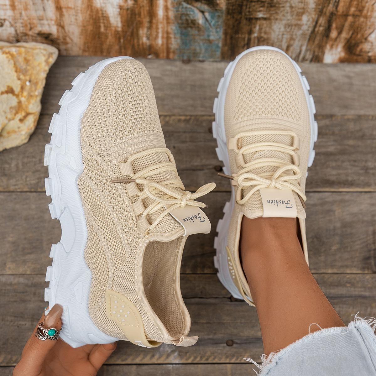 Damen, Freizeitschuhe, Gewebte Damenschuhe, Sportschuhe, Netzschuhe, Atmungsaktive Schuhe, Damenschuhe für alle Jahreszeiten 37 khaki
