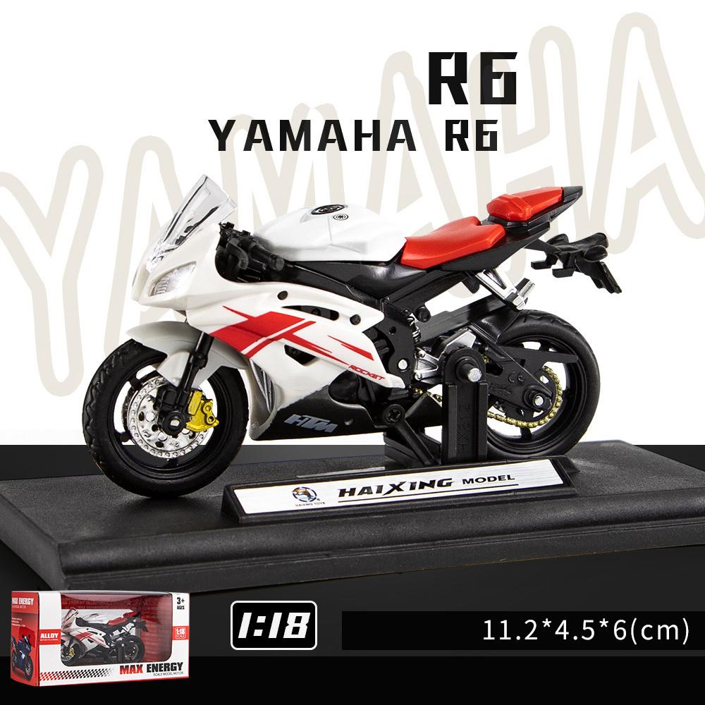 Maßstab 1/18, Yamaha R6, Legierungsroller, Sportfahrrad, Figuren, Druckguss, Kinderspielzeug, Motorrad-Rennmodell, Repliken, Sammeln, Geschenk für Jungen 1/18-Size:11.2*4.5*6cm weiß