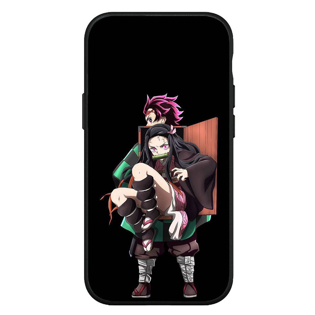 Hülle für iPhone 15 14 Xiaomi Redmi Note 13 12 11 Pro Max X 8 7 9 XR Samsung Galaxy S24 S23 OPPO Huawei Anime Dämon Slayer Tanjirou Nezuko Handyhülle for Samsung Galaxy S7 Edge himmelblau